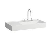 LAUFEN Kartell lavabo, bajo encimera, repisa izquierda, 2 agujeros para grifo, sin rebosadero, 900x460mm, H8103397578151, Color: Nieve (blanco mate)
