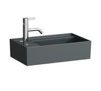 LAUFEN Kartell lavabo con enjuague manual, repisa izquierda, encastrado, 1 agujero para grifo, sin rebosadero, 460x280mm, H8153357581111, Color: Grafito mate