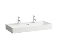 LAUFEN Kartell Lavabo sobre encimera, 2 agujeros para grifo, con rebosadero, 1000x460mm, H8163370001071, Color: Blanco