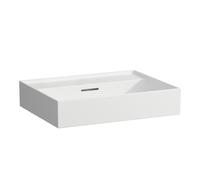 LAUFEN Kartell Lavabo sobre encimera sin agujero para grifo, con rebosadero, parte inferior pulida, 600x460mm, H8163337571091, Color: Nieve (blanco mate)
