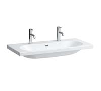 Laufen Lua - Lavabo doble de mueble 100x46 cm, con rebosadero, 2 orificios para grifo, blanco H8160890001071