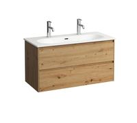 LAUFEN LUA Set Lani juego completo, lavabo 2 agujeros para grifo incl. mueble bajo para lavabo, 1000x515x440mm, H8600882671071, Color: Roble silvestre