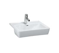 Laufen Pro - Lavabo semi-enrasado, 56x44 cm, sin agujero para grifo, blanco H8129610001091