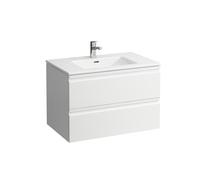 LAUFEN Pro S Set 800, lavabo, 1 agujero para grifo, rebosadero, incl. mueble bajo lavabo, 2 cajones, 800x500mm, H8619634791041, Color: Roble decoración ligera