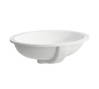 LAUFEN Savoy lavabo encastrado, instalación desde abajo, sin agujero para grifo, con rebosadero, parte inferior acristalada, oval, 500x416mm, H8189430001551, Color: Blanco