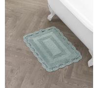 Laura Ashley Cotton XL Crochet Alfombra de baño de algodón con Ganchillo, Agua, 17x24 Inch