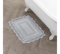Laura Ashley Alfombrilla de baño de algodón con Ganchillo de 43 x 61 cm Gris Claro