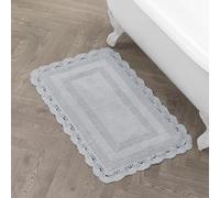 Laura Ashley Alfombrilla de baño de algodón con Ganchillo de 53,3 x 86,3 cm, Gris Claro
