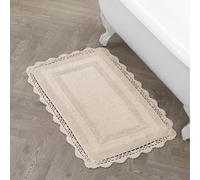 Laura Ashley Alfombrilla de baño de algodón con Ganchillo de 53,3 x 86,3 cm, Lino