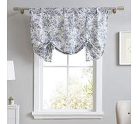 Laura Ashley Home - Cenefa Superior de algodón, Elegante y Ligero Tratamiento de Ventana para decoración del hogar (analiza Gris Floral, 50 x 25 Pulgadas)