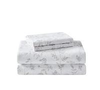 Laura Ashley Home | Colección Fawna | Juego de sábanas de Franela de algodón 100% Supersuave, Antiarrugas, antidecoloración, Resistente a Las Manchas e hipoalergénico (Completo, Gris)