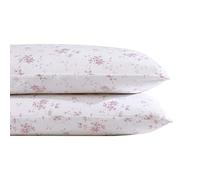 Laura Ashley Home - Colección Satén - Juego de Fundas de Almohada de 2 Piezas - 100% algodón, Sedoso y Luminoso Brillo, Ropa de Cama Resistente a Las Arrugas, Rosa musa de jardín, estándar