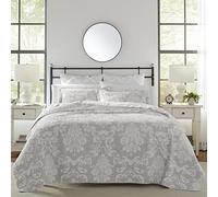 Laura Ashley Home | Colección Venetia | Colcha de Lujo Ultra Suave Premium, cómodo Juego de Cama de 3 Piezas, Colcha Elegante para Todas Las Estaciones, tamaño Queen, Gris