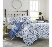 Laura Ashley Home Elise - Juego de Funda de edredón, matrimonial/Queen, Color Azul Medio