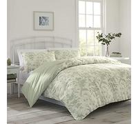 Laura Ashley Home - Juego de Funda de edredón tamaño Queen, Ropa de Cama Reversible de algodón con Fundas a Juego, decoración Ligera para el hogar para Todas Las Estaciones (Salvia Natalie, Queen)