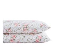 Laura Ashley Home - Juego de Fundas de Almohada estándar, Ropa de Cama de satén de algodón, Suave y Resistente a Las Arrugas (Coral liano, 2 Piezas)