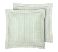 Laura Ashley Home - Juego de Fundas Europeas, Fundas de algodón Suave con Cierre de sobre, Ligero y Elegante decoración del hogar (Rayas Verdes, 2 Piezas)