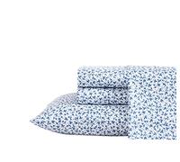 Laura Ashley Home Juego de Ropa de Cama King de algodón Satinado Suave, Elegante, Suave y Transpirable decoración del hogar, índigo Vid Lavanda, 4 Piezas, King