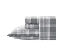 Laura Ashley Hojas Juego de Cama de Franela de algodón, Mulholland Plaid Grey, Matrimonio Doble