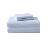 Laura Ashley Home - Sábanas Individuales, Juego de Cama de Franela de algodón, Cepillado para Mayor suavidad y Comodidad (Azul, Twin)