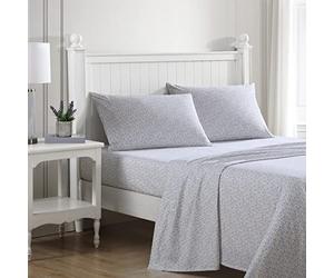 Laura Ashley Home - Sábanas Individuales, Juego de Ropa de Cama de percal de algodón, nítidas y Transpirables (Morado Emogene, Individual)