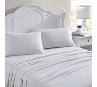 Laura Ashley Home - Sábanas King, Juego de Ropa de Cama de Franela de algodón, Cepillado para Mayor suavidad y Comodidad (Chelsie Vine Gris, 4 Piezas, King)