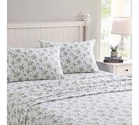 Laura Ashley Home - Sábanas matrimoniales, Juego de Ropa de Cama de Franela de algodón, Cepillado para Mayor suavidad y Comodidad (Le Fleur, Matrimonial)