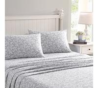 Laura Ashley Home - Sábanas Queen, Juego de Ropa de Cama de Franela de algodón, Cepillado para Mayor suavidad y Comodidad (Crestwood, Queen)