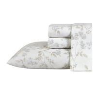 Laura Ashley Home - Sábanas Queen, Juego de Ropa de Cama de Franela de algodón, Cepillado para Mayor suavidad y Comodidad (Fawna, Queen)