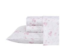 Laura Ashley Home - Sábanas tamaño Queen, Juego de Ropa de Cama de algodón Satinado Suave, Elegante, Suave y Transpirable, decoración del hogar, Color Rosa Garden Muse