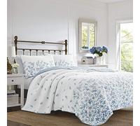 Laura Ashley Juego de edredón, 100% algodón, Azul, tamaño King | Suave y ligera, capas para todas las estaciones, funda de cama versátil, estilo de dormitorio coordinado, fácil cuidado