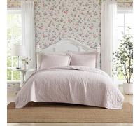 Laura Ashley - Juego de edredón matrimonial/Queen, Ropa de Cama de algodón Transpirable de Primera Calidad con Fundas a Juego, artículos Esenciales de Ropa de Cama Florales súper Suaves (Rosa a Rayas