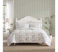 Laura Ashley Juego de edredón, Ropa de Cama de algodón súper Suave con Funda a Juego, Cierre de sobre, diseño Estampado Floral, Rosa zarza, matrimonial/Queen