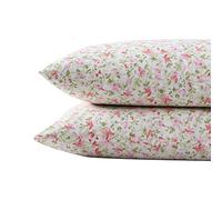 Laura Ashley - Juego de Fundas de Almohada estándar, Ropa de Cama de algodón percal Transpirable, decoración Fresca y Fresca para el hogar (Rosa Norella, 2 Piezas)