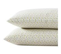 Laura Ashley - Juego de Fundas de Almohada estándar, Ropa de Cama de algodón percal Transpirable, decoración Fresca y Fresca para el hogar (Evie Amarillo, 2 Piezas)