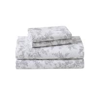 Laura Ashley - Juego de sábanas Individual, Ropa de Cama de Franela de algodón, Cepillado para Mayor suavidad y Comodidad (Gris Vanessa, Individual)