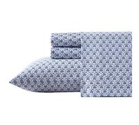 Laura Ashley - Juego de sábanas Queen, Juego de Cama de algodón Satinado Suave, Elegante, Suave y Transpirable (Azul Romero, Queen)