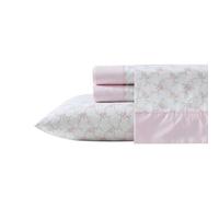 Laura Ashley - Juego de sábanas, Ropa de Cama de algodón percal Transpirable, 200 Hilos, Bolsillo Profundo, decoración Elegante para el hogar (Rosa Lynda, Individual)