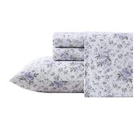 Laura Ashley - Juego de sábanas tamaño Queen, algodón Satinado Suave, Elegante y Transpirable, Rosa Bella