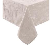 Laura Ashley Mantel de Tela Jacquard Bordada elevada, Resistente a Las Arrugas para Comedor, Vacaciones, Fiestas, Bodas o Banquetes, 60 x 84 Pulgadas, Color Beige Cynthia