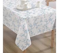 Laura Ashley Mantel decorativo, resistente a las arrugas y a las manchas, repelente al agua, fácil cuidado, tela de poliéster lavable para comedor, cocina, vacaciones y fiestas, 60 x 84 pulgadas, flor