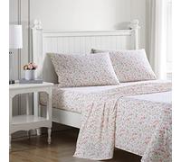 Laura Ashley - Sábanas individuales XL, juego de ropa de cama de percal de algodón, ligeras y transpirables, decoración del hogar, artículos esenciales para el dormitorio (rosa Norella, individual XL)