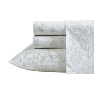 Laura Ashley - Sábanas matrimoniales, Juego de Ropa de Cama de percal de algodón, Ligeras y Transpirables para decoración del hogar (Toile Delight Verde, matrimonial)
