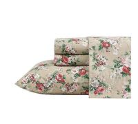 Laura Ashley - Sábanas tamaño Individual, Juego de Ropa de Cama de percal de algodón, Ligeras y Transpirables, decoración del hogar (Ashfield Beige, Individual)