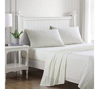 Laura Ashley - Sábanas tamaño King, Juego de Ropa de Cama de percal de algodón, Ligeras y Transpirables decoración del hogar (Evie Amarillo, King)