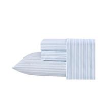 Laura Ashley - Sábanas tamaño Queen, Juego de Ropa de Cama de algodón Satinado Suave, Elegante, Suave y Transpirable para decoración del hogar (Azul Helecho, Queen)