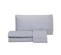 Laura Biagiotti, Juego de sábanas para Cama de Matrimonio de Color Liso con Bordado, 100% percal de algodón, sábana encimera, sábana Bajera, par de Fundas de Almohada, Gris Perla