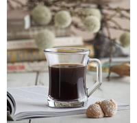 LAV Set de 6 tazas Zen+Glass - Estilo moderno cuadrado - Claro 225 ml (mango/café)