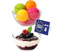 LAV Cuencos para Postres Cristal, Set 6, 215ml SIN PLOMO Cuencos de Vidrio, Cuencos de Helado, Tazones para Salsas, Ensaladera de Vidrio, Tazas para Postres, Bol Natillas