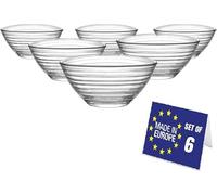 LAV Cuencos para Postres Cristal Set 6, 300ml SIN PLOMO Copas Postre Cristal Cuencos Aperitivos, Tazones para Salsas, Ensaladera de Vidrio, Ensaladier, Tazas para Postres, Glass Bowls